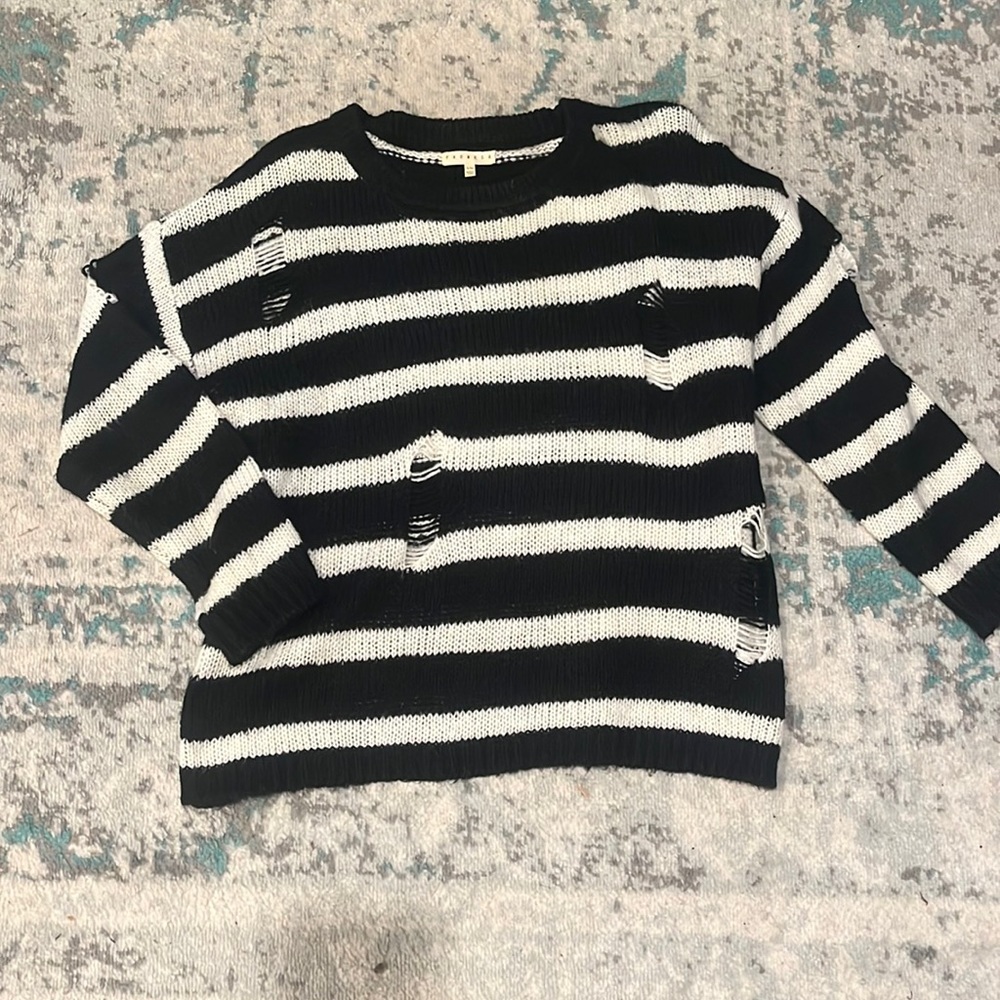 Boutique striped distressed sweater size s/m oversized fit